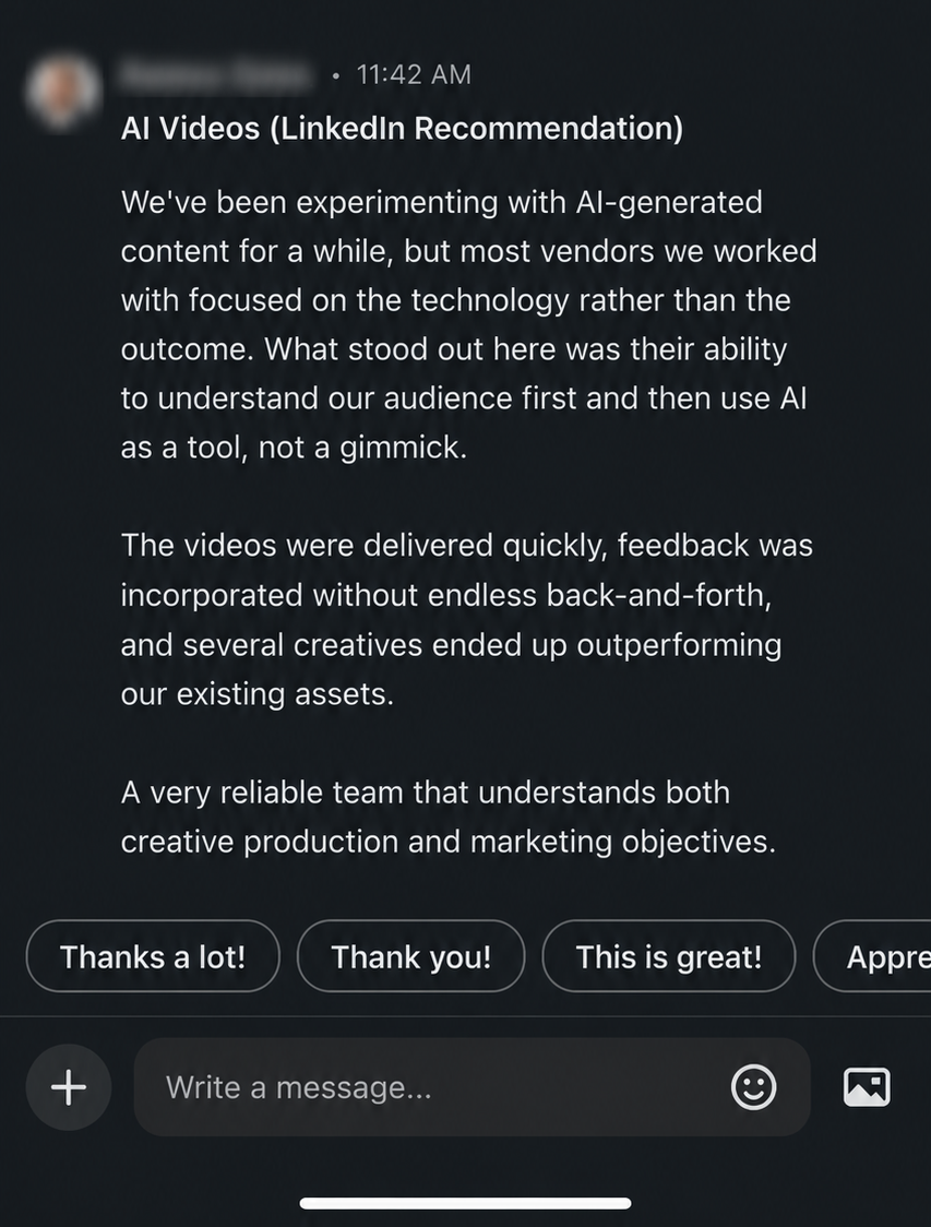 AI Videos Testimonial