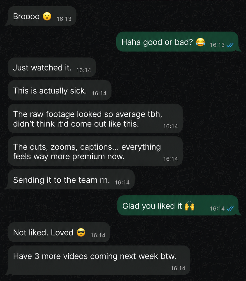 Video Editing Testimonial